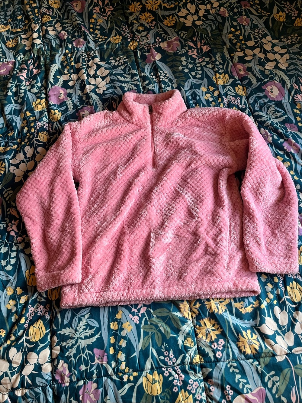Columbia Kids Pink Plush Quarter-Zip Puffer Jacket Girls Size XL 18/20